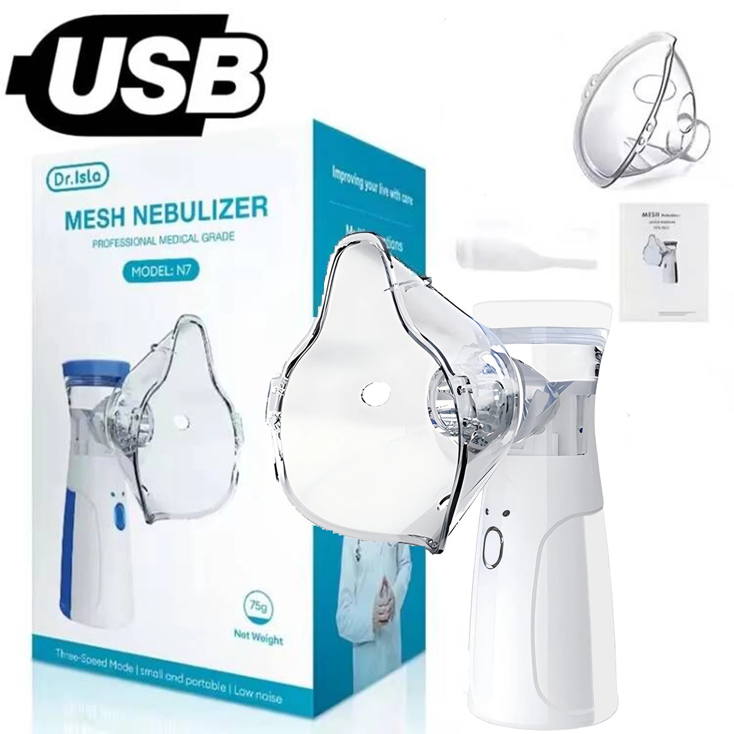 Nebulizador médico silencioso de malla, inhalador portátil para asma, atomizador, mini nebulizador portátil para niños, humidificador.